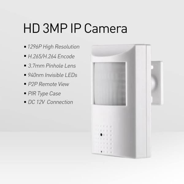 Revotech PIR Pinhole Kamera IP, Sténopé 3,7 mm Inomhus Säkerhetskamera 940nm Osynliga IR LED Nattseende HD 3MP P2P H.2