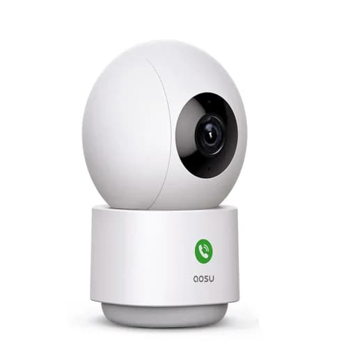 AOSU Inomhus Säkerhetskamera, 3MP Högupplösning, 360° Rörelseomfång,Eu plugg, 4 mm, vit