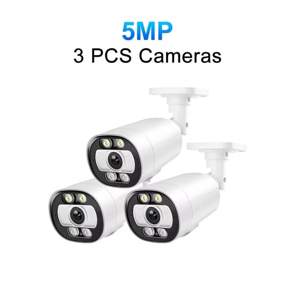 IP-kamera, 5MP klarhed, kablet forbindelse,3 stk 48V POE 5MP kamera