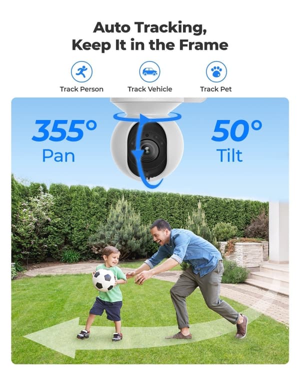 8MP PTZ IP-kamera, 4K UHD -resoluutio, 3X optinen zoom, ihmisten tunnistus