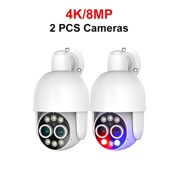 4K 8MP IP-kamera, kaksoislinsseillä, AI-ihmisten tunnistus,2 kpl 4K 8MP kamera