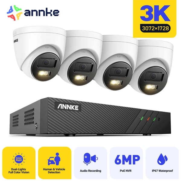 3K POE Videoovervågningssystem, 4 kameraer, forbedret nattevision,4stk 0TB