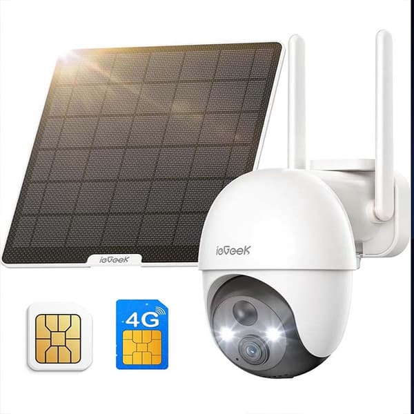 Utomhus solcellsövervakningskamera, 3MP upplösning, 300° panorering, tvåvägsljud