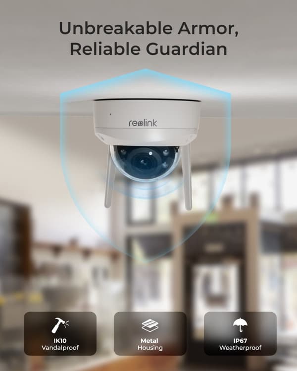 Reolink 4K WiFi -turvakamera, 8MP korkean resoluution, IK10 vandalismikestävä, 5X optinen zoom
