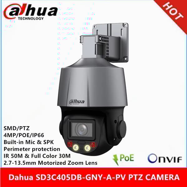 Dahua PTZ Kamera, 4MP Høj Opløsning, 2.7-13.5mm Motoriseret Zoom,2,7-13,5 mm
