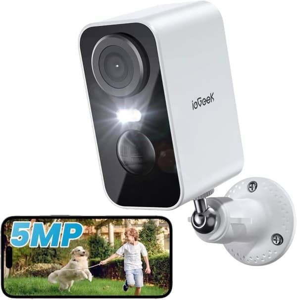 Trådløst udendørs overvågningskamera, 5MP HD-kvalitet, farve nattevision, AI bevægelsesdetektion