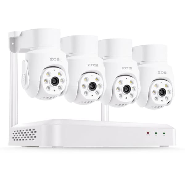 ZOSI Wi-Fi 6 CCTV Säkerhetskamerasystem, 5MP Upplösning, 355° Pan/Tilt Funktionalitet,5MP 4st -kameror, 1t