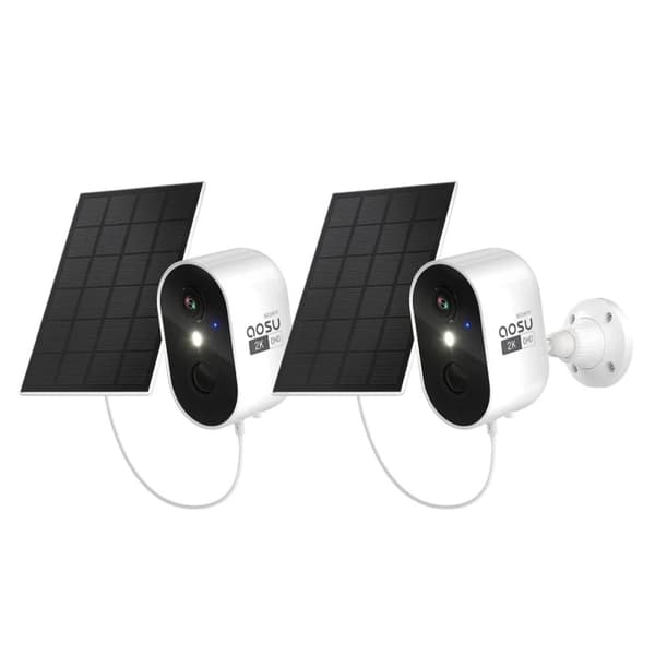 AOSU Aurinkokäyttöinen Turvakamera, 3MP Resoluutio, AI Ihantunnistus,2kpl, EU -pistoke, 4mm