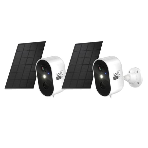 AOSU Aurinkokäyttöinen Turvakamera, 3MP Resoluutio, AI Ihantunnistus,2kpl, EU -pistoke, 4mm