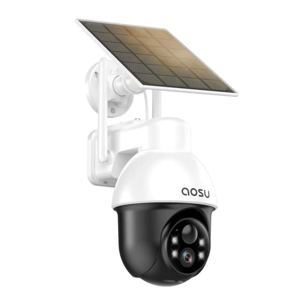 AOSU Aurinkokäyttöinen Turvakamera, 3MP Resoluutio, 360 asteen Peitto,1kpl, EU -pistoke