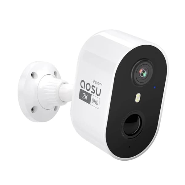 AOSU 3MP Trådløs Bullet Kamera, IP66 Vandtæt, Alexa Kompatibel,hvid, 4mm, EU -stik
