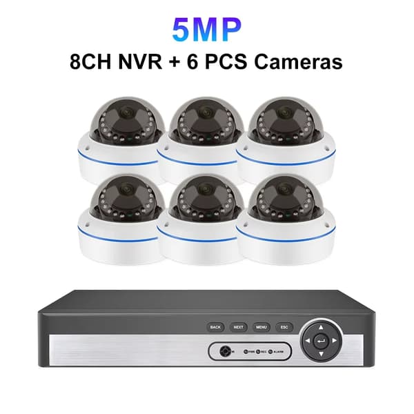Netværksovervågningssystem, 4MP eller 5MP opløsning, 8CH NVR med flere kameramuligheder,8CH 5MP 6STK 2,8MM