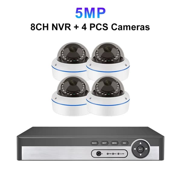 Verkkovalvontajärjestelmä, 4MP tai 5MP resoluutio, 8CH NVR useilla kameravaihtoehdoilla,8CH 5MP 4PCS 2.8MM