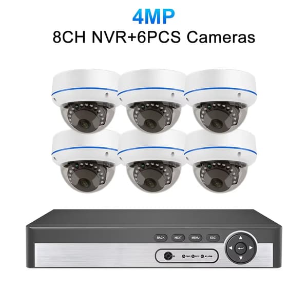 Netværksovervågningssystem, 4MP eller 5MP opløsning, 8CH NVR med flere kameramuligheder,8CH 4MP 6STK 3,6MM