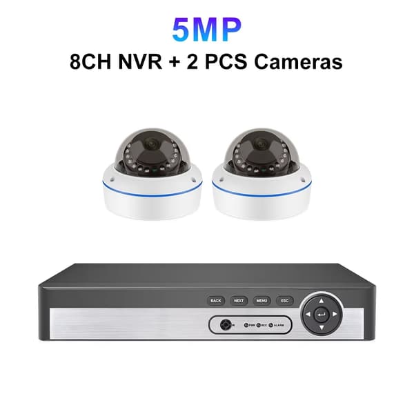 Netværksovervågningssystem, 4MP eller 5MP opløsning, 8CH NVR med flere kameramuligheder,8CH 5MP 2STK 2,8MM