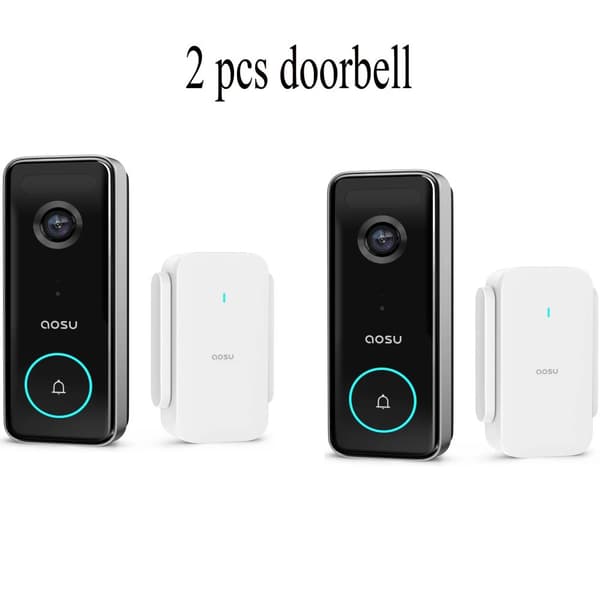 WiFi Video Dørklokke, 5MP Ultra HD, PIR Bevægelsesdetektion,2 stk, EU stik