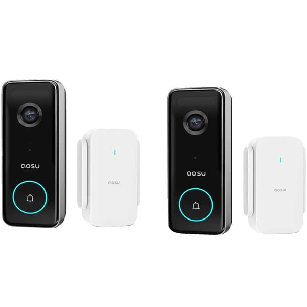 WiFi Video Dørklokke, 5MP Ultra HD, PIR Bevægelsesdetektion,2 stk, EU stik