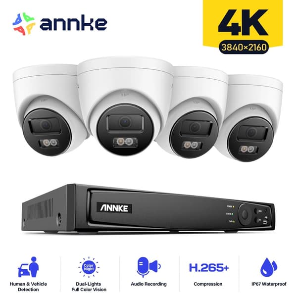 Videoovervågningssystem, 4K-optagelse, intelligent detektion,0TB