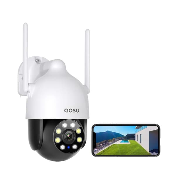 AOSU 3MP WiFi Sikkerhedsdomekamera, 360° Dækning, Farve Nattesyn, To-Vejs Lyd