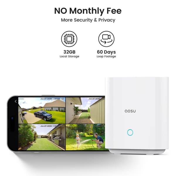 Trådlöst övervakningskamerasystem, 360° täckning, 4MP upplösning, solenergidrivet