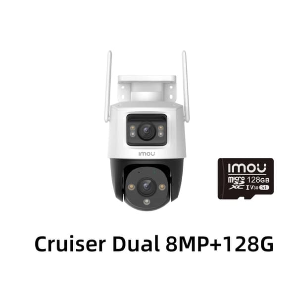 IMOU Cruiser Dual 8MP Turvakamera, AI Ihmisten ja Ajoneuvojen Tunnistus, 360° Näkökulma,8MP X 128G, EU-pistoke
