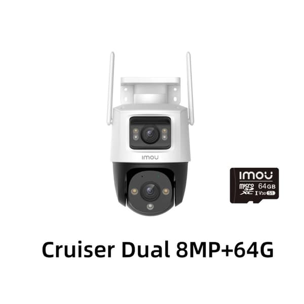IMOU Cruiser Dual 8MP Sikkerhedskamera, AI Menneske- og Køretøjsdetektion, 360° Synsvinkel,8 mp x 64G, EU stik