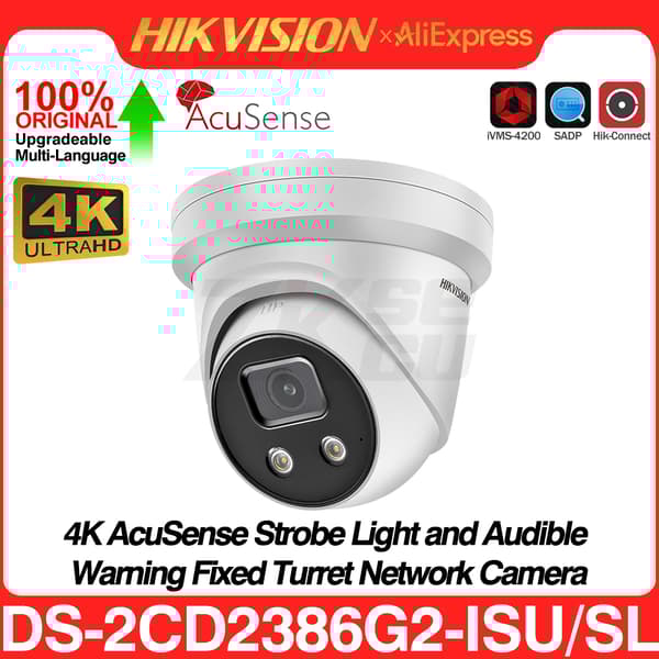 Hikvision 8MP IP Kamera, 4K AcuSense Teknologi, To-Vejs Lyd,2,8 mm