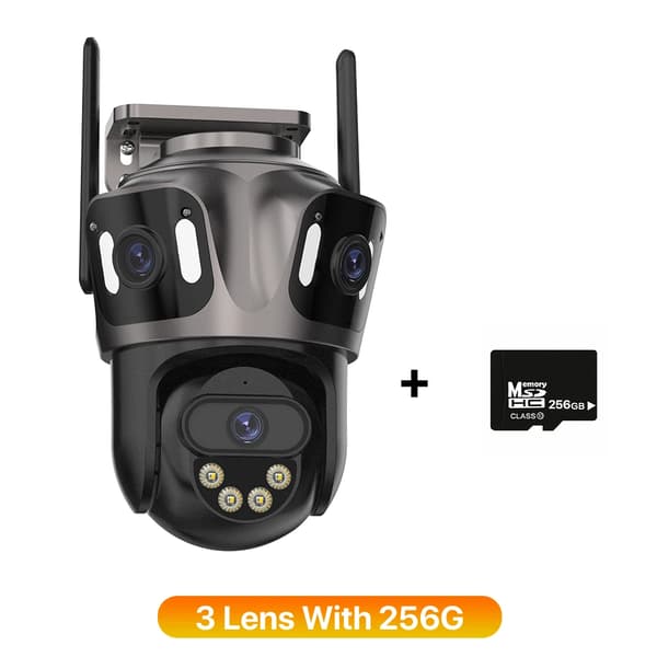 WIFI IP-kamera, tre linsdesign, 8MP högupplösning,3 objektiv med 256G, EU-kontakt