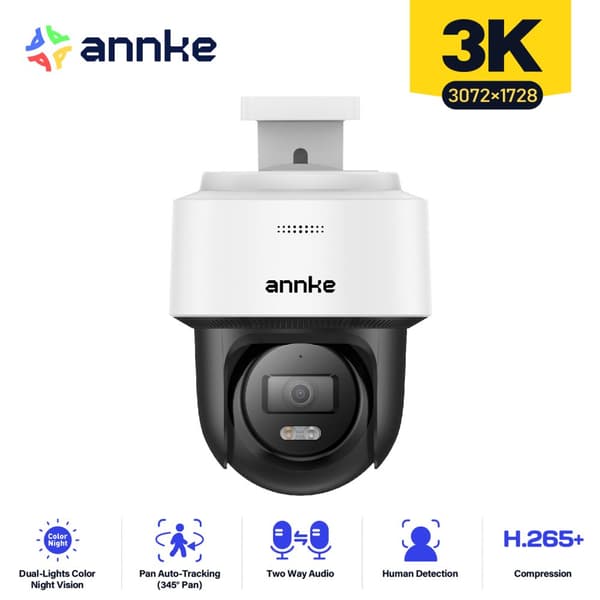 ANNKE CPT500 Sikkerhedskamera, 6,0 Megapixel, Smart Dobbeltlys Nattesyn, To-vejs Lyd
