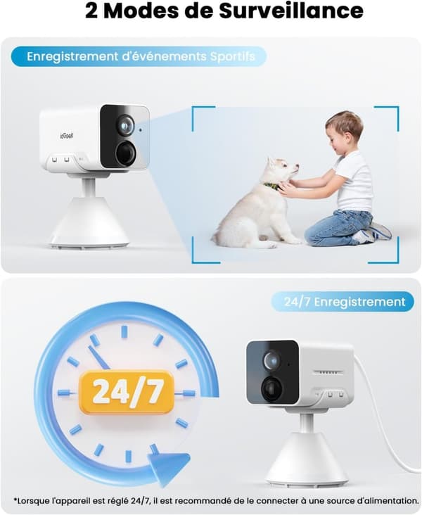 Trådløst Indendørs WiFi Overvågningskamera, 1080P Nattesyn, AI Bevægelsesdetektion, To-Vejs Lyd