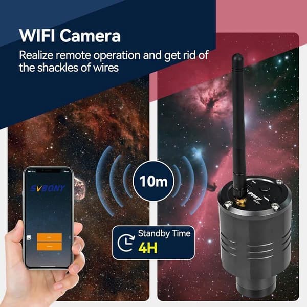 Svbony SC311 Teleskopkameror för astronomi, Trådlös kamera med WiFi-anslutning 4 punkter, CMOS-sensor IMX662, 32GB TF-kort för EAA