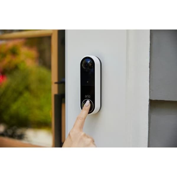 Arlo trådlös videodörrklocka - Trådlös Wifi-ansluten dörrklocka - Vit - 1080p - Tvåvägsljud - Inbyggd siren