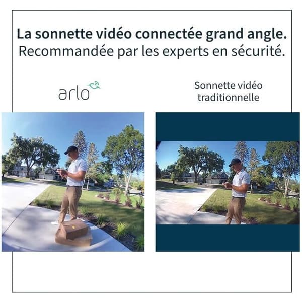 Arlo trådlös videodörrklocka - Trådlös Wifi-ansluten dörrklocka - Vit - 1080p - Tvåvägsljud - Inbyggd siren