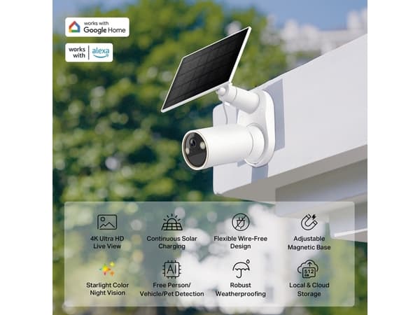 TP-Link Tapo C460 KIT, IP-säkerhetskamera, Utomhus, 3840 x 2160 pixlar, Intern, Vägg, Vit
