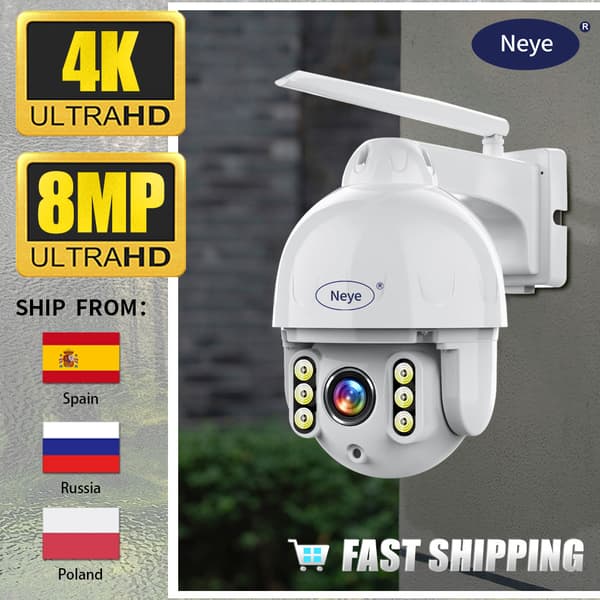 4K PTZ WiFi -turvakamera, 8MP resoluutio, värillinen yönäkö,8mp, EU-pistoke
