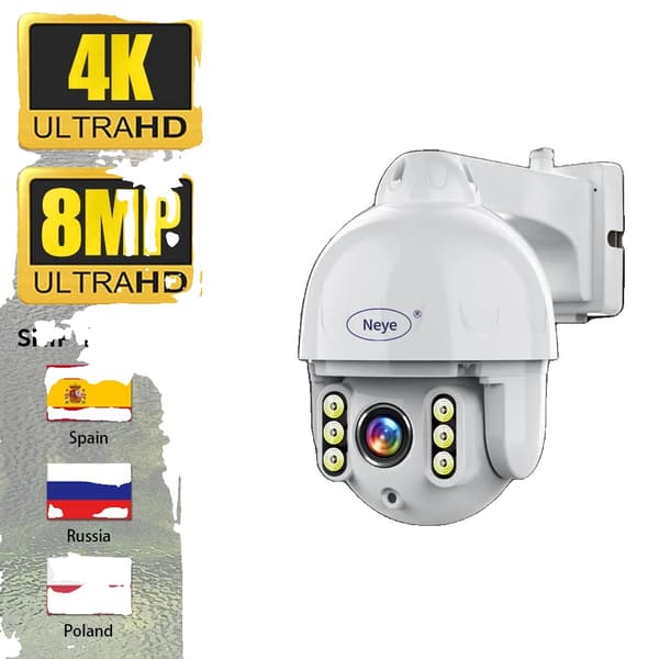 4K PTZ WiFi -turvakamera, 8MP resoluutio, värillinen yönäkö,8mp, EU-pistoke