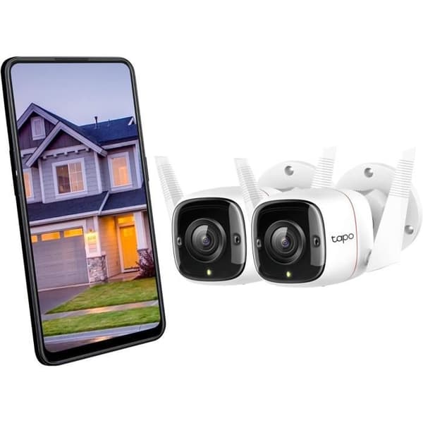 TP-Link Tapo C310P2 3MP WiFi Utomhuskamera IP66 med Nattseende, Rörelsedetektering och Larmfunktion Vit