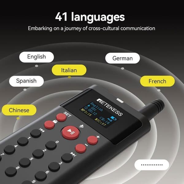 Retekess TT127 Automatisk Förklaringsljudguide System, 200m, 41 Språk, med Mikrofon för Utställningsgalleri på Museum