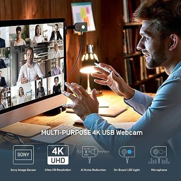 Webkamera - IPEVO - MP-8M - 4K Ultra HD - Mikrofon AI - Flexibel montering