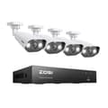 Miniatyrbild 1 av 2: ZOSI PoE CCTV-kamerasystem, 8MP upplösning, stöd för tvåvägsljud,4 stycken 5MP kameror, Ingen