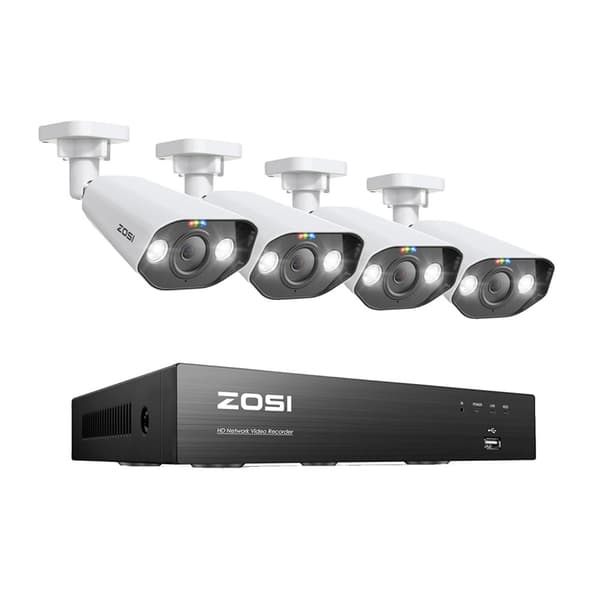 ZOSI PoE CCTV-kamerasystem, 8MP upplösning, stöd för tvåvägsljud,4 stycken 5MP kameror, Ingen