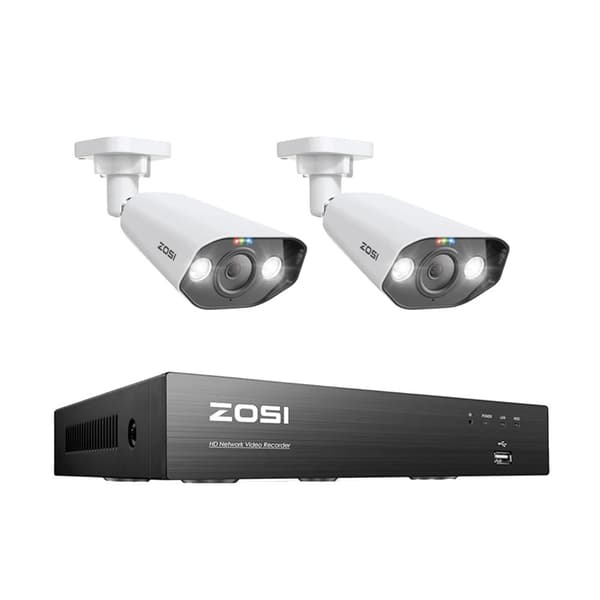 ZOSI PoE CCTV Kamera System, 8MP Opløsning, To-Vejs Lydsupport,Ingen, 2 stk. 8MP kameraer