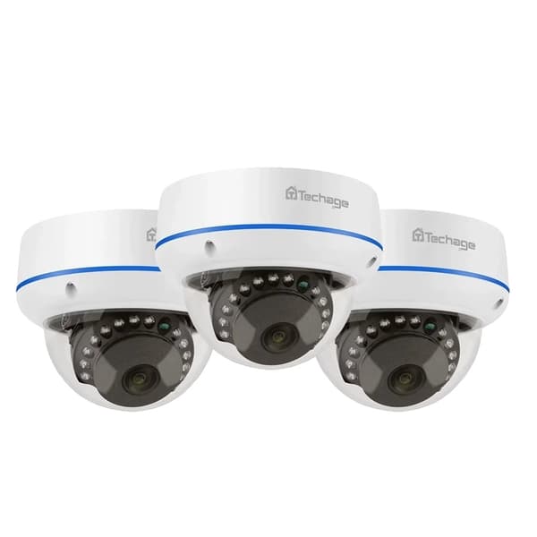 Techage Overvågningskameraer, 4MP & 5MP Opløsning, Dome Design,3STK 4MP KAMERA
