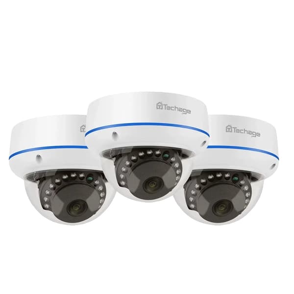 Techage Overvågningskameraer, 4MP & 5MP Opløsning, Dome Design,3STK 5MP KAMERA