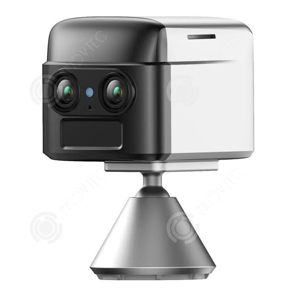 INN Mini övervakningskamera med dubbla objektiv, trådlös 2k 4g wifi, 6x zoom, tvåvägs ljud, mörkerseende med magnetbas