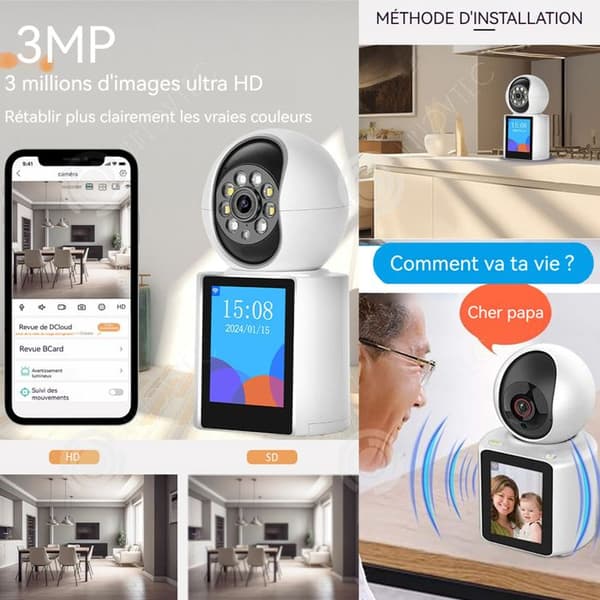 INN Indoor wifi övervakningskamera 3mp 360 grader PTZ rotation 50m mörkerseende IR tvåvägs ljudövervakningskamera