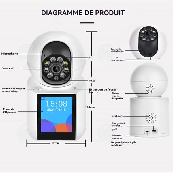 INN Indoor wifi övervakningskamera 3mp 360 grader PTZ rotation 50m mörkerseende IR tvåvägs ljudövervakningskamera