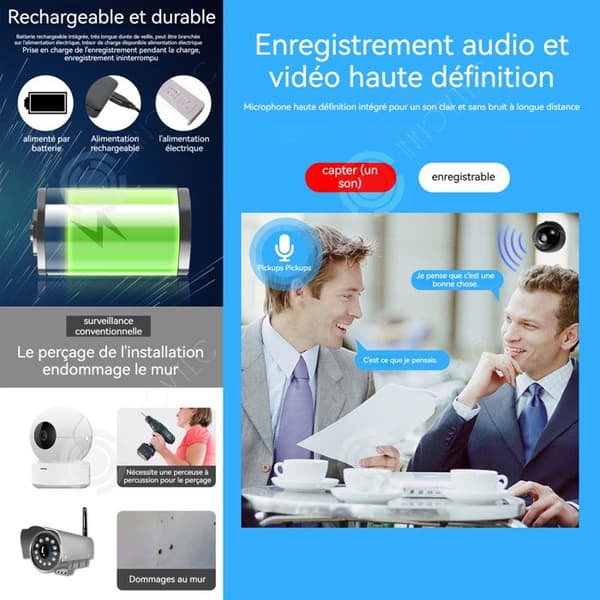 INN mini övervakningskamera intelligent trådlös WiFi inbyggt batteri med ljud 150 graders vidvinkel övervakningskamera