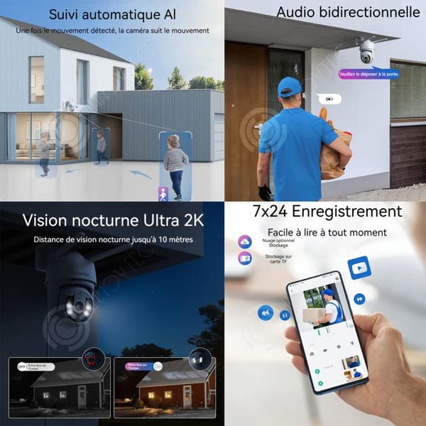 INN Övervakningskamera 5GWiFi 1080P Utomhuskamera AI Persondetektering Smart spårning Vattentät IP66 Tvåvägssamtal