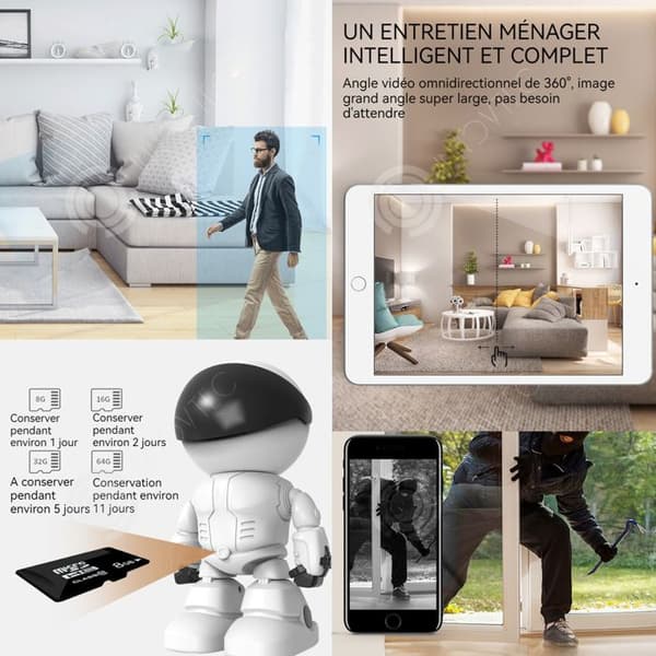 INN Kameraövervakning 2 miljoner pixlar 3,6 mm brännvidd på objektivet robot för nattvision HD intelligent kamera